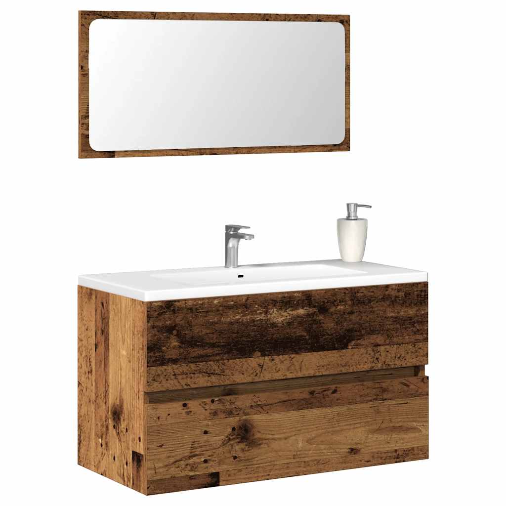 2 Piece Bathroom Furniture Set Engineered Wood