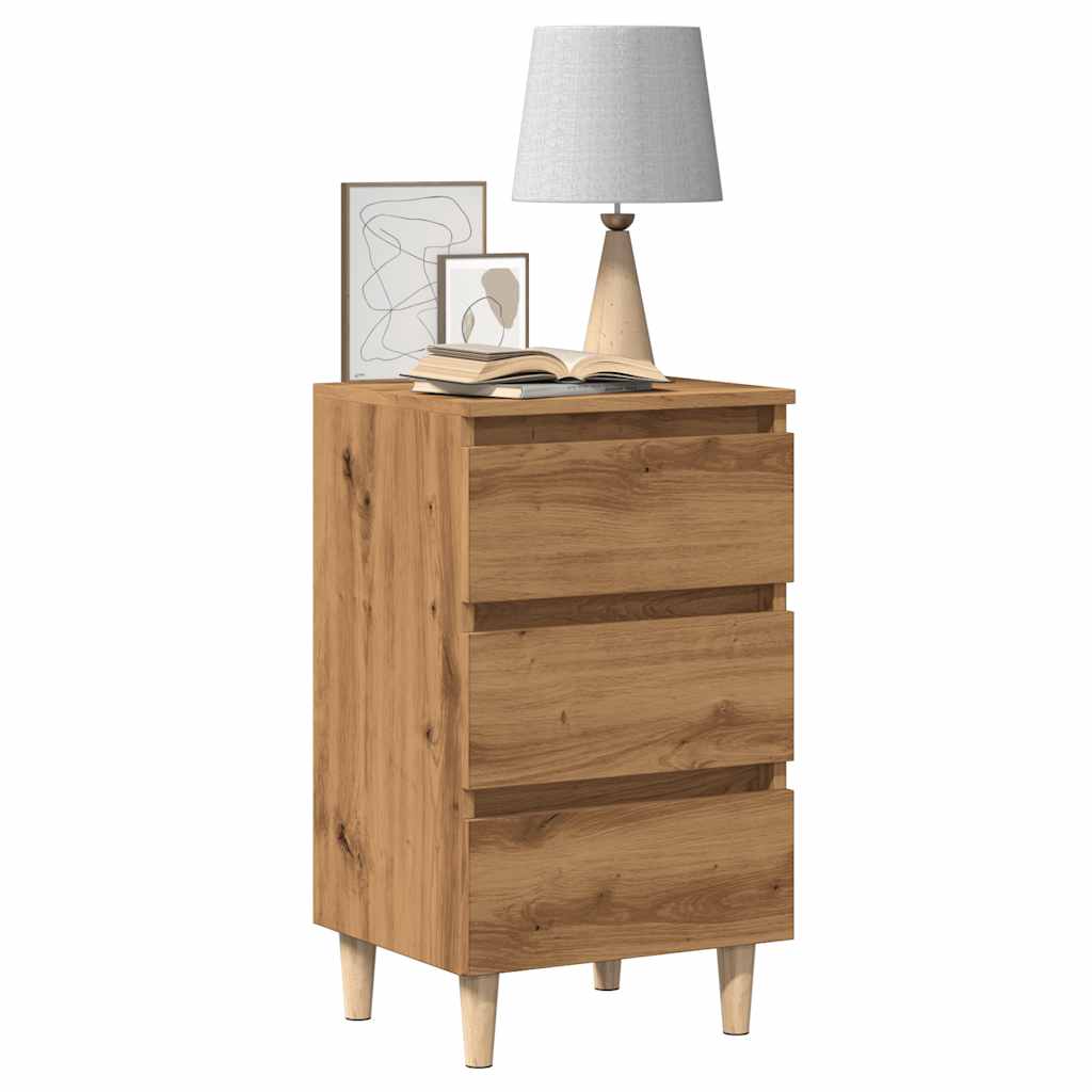 Bed Cabinets & Solid Wood Legs 2 Pcs 40X35X69 Cm