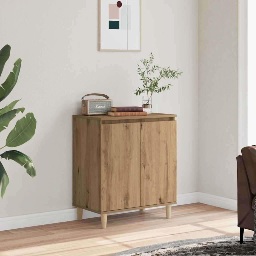 Sideboard With Solid Wood Legs 60X35X70 Cm Engineered Wood