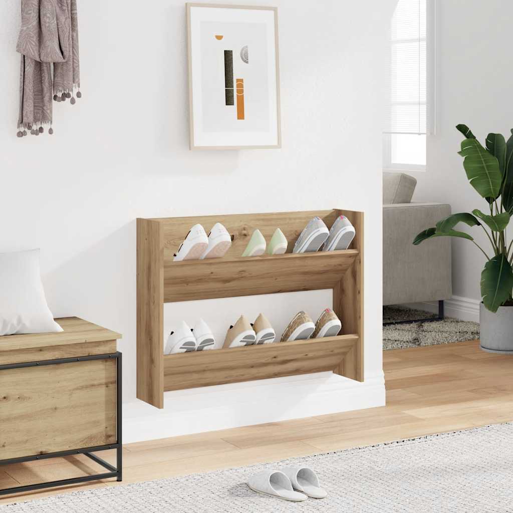 Wall Shoe Cabinet 80X18X Engineered Wood Artisan Oak