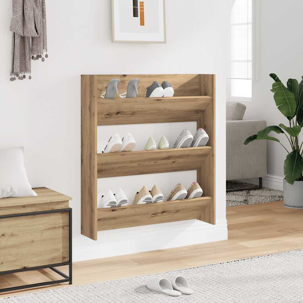 Wall Shoe Cabinet 80X18X Engineered Wood Artisan Oak