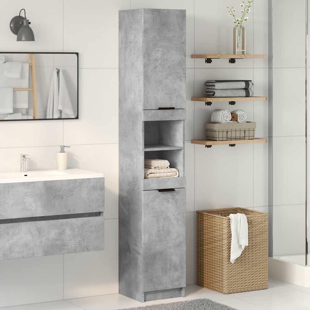 Bathroom Cabinet Concrete Grey 32X34X188.5 Cm Engineered Wood