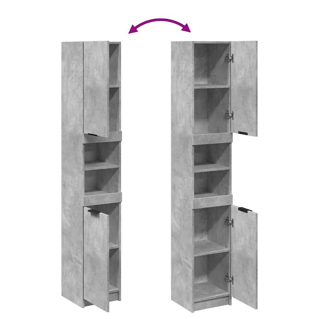Bathroom Cabinet Concrete Grey 32X34X188.5 Cm Engineered Wood