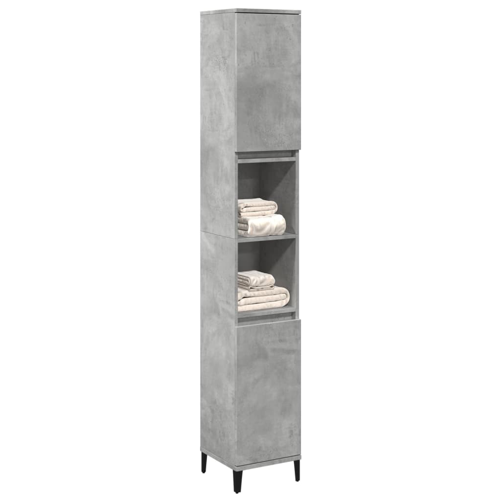 Bathroom Cabinet Concrete Grey 30X30X190 Cm Engineered Wood