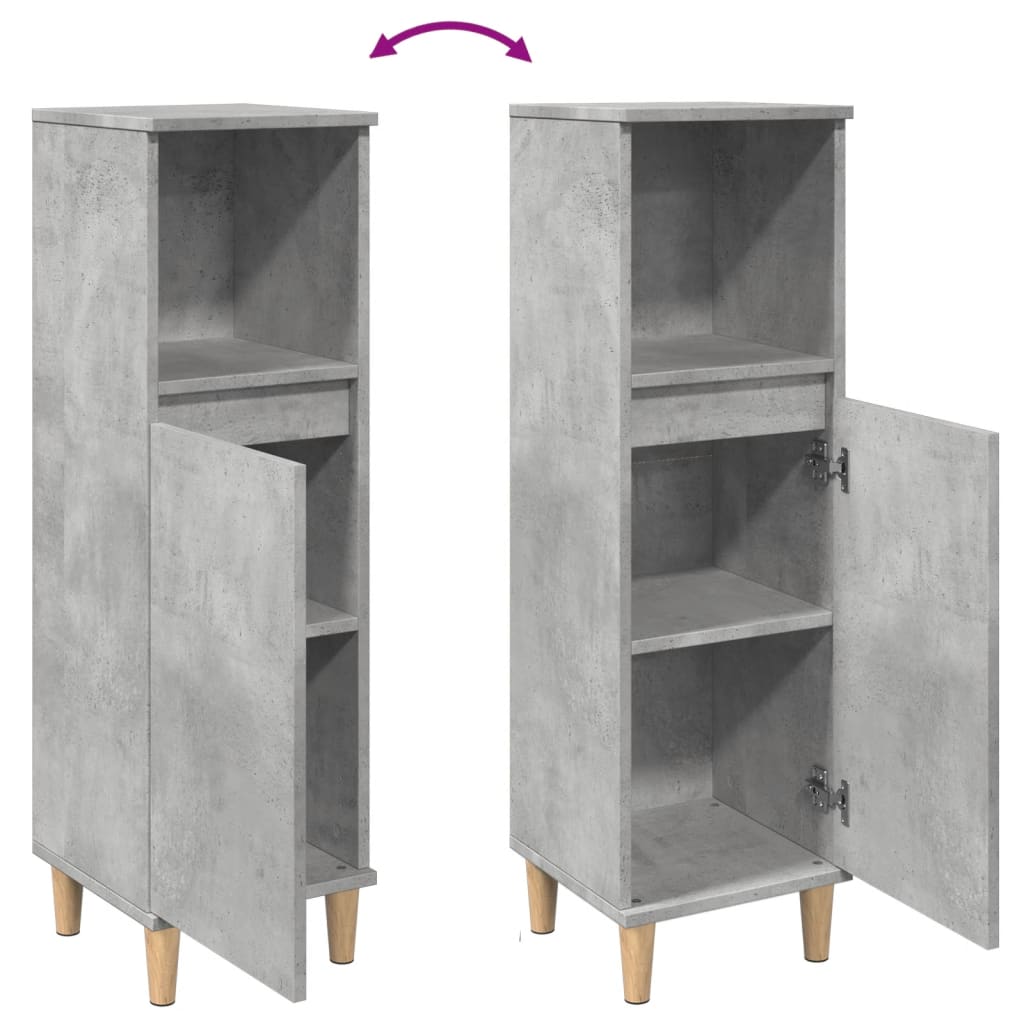 Bathroom Cabinet Concrete Grey 30X30X100 Cm Engineered Wood