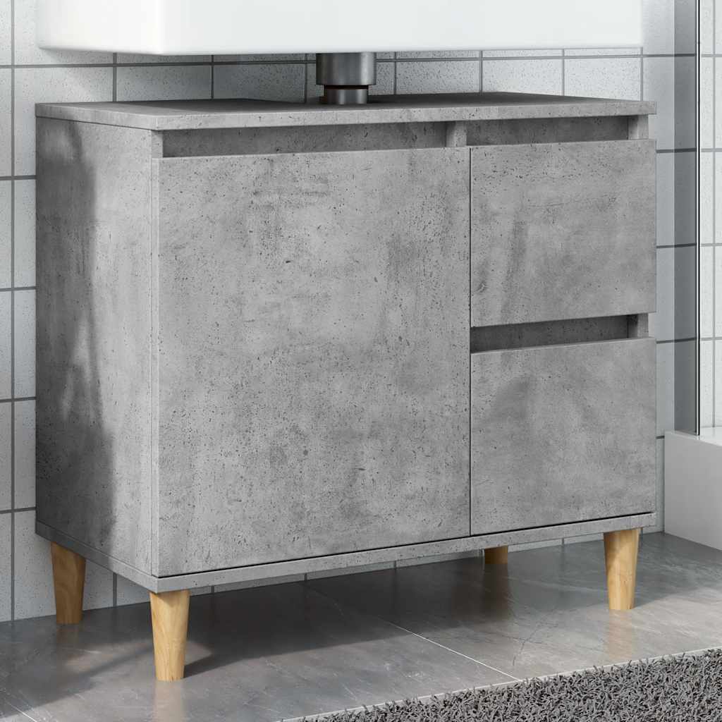Bathroom Cabinet Concrete 65X33X60 Cm Engineered Wood