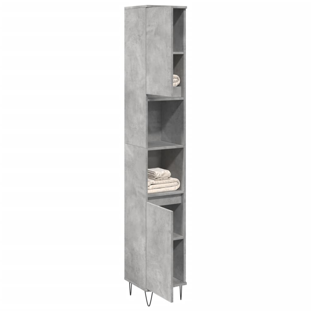 Bathroom Cabinet Concrete Grey 30X30X190 Cm Engineered Wood