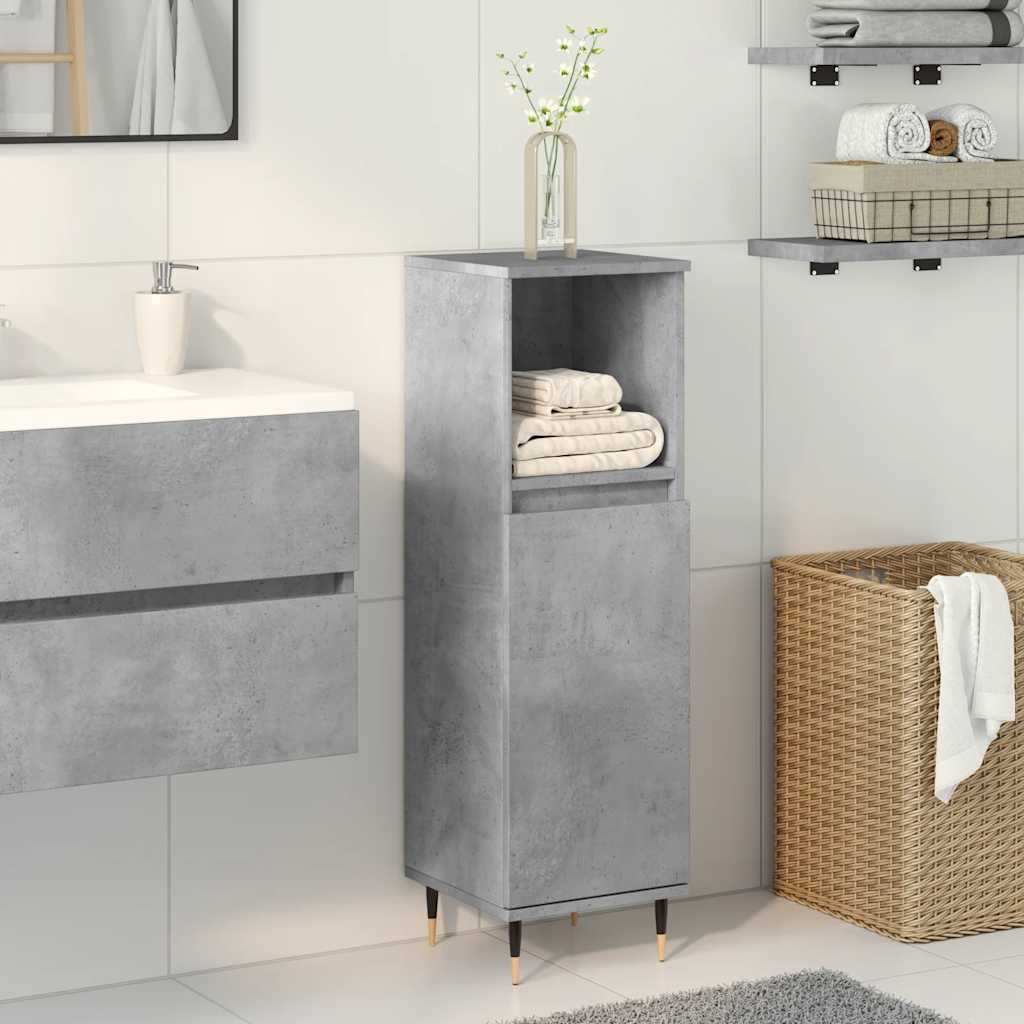 Bathroom Cabinet Concrete Grey 30X30X100 Cm Engineered Wood