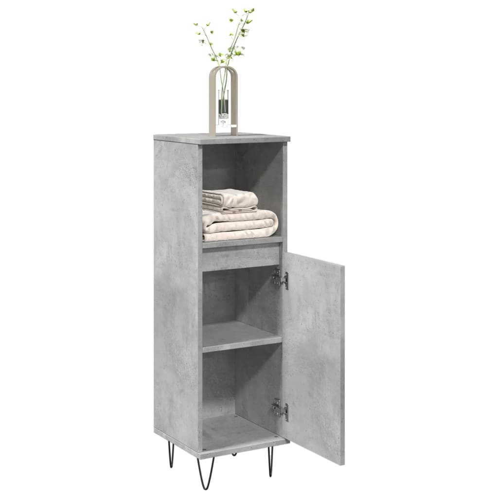 Bathroom Cabinet Concrete Grey 30X30X100 Cm Engineered Wood