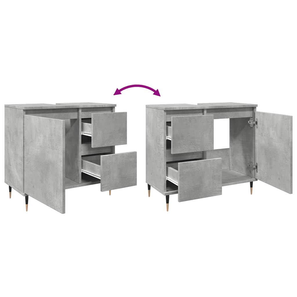 Bathroom Cabinet Concrete Grey 65X33X60 Cm Engineered Wood