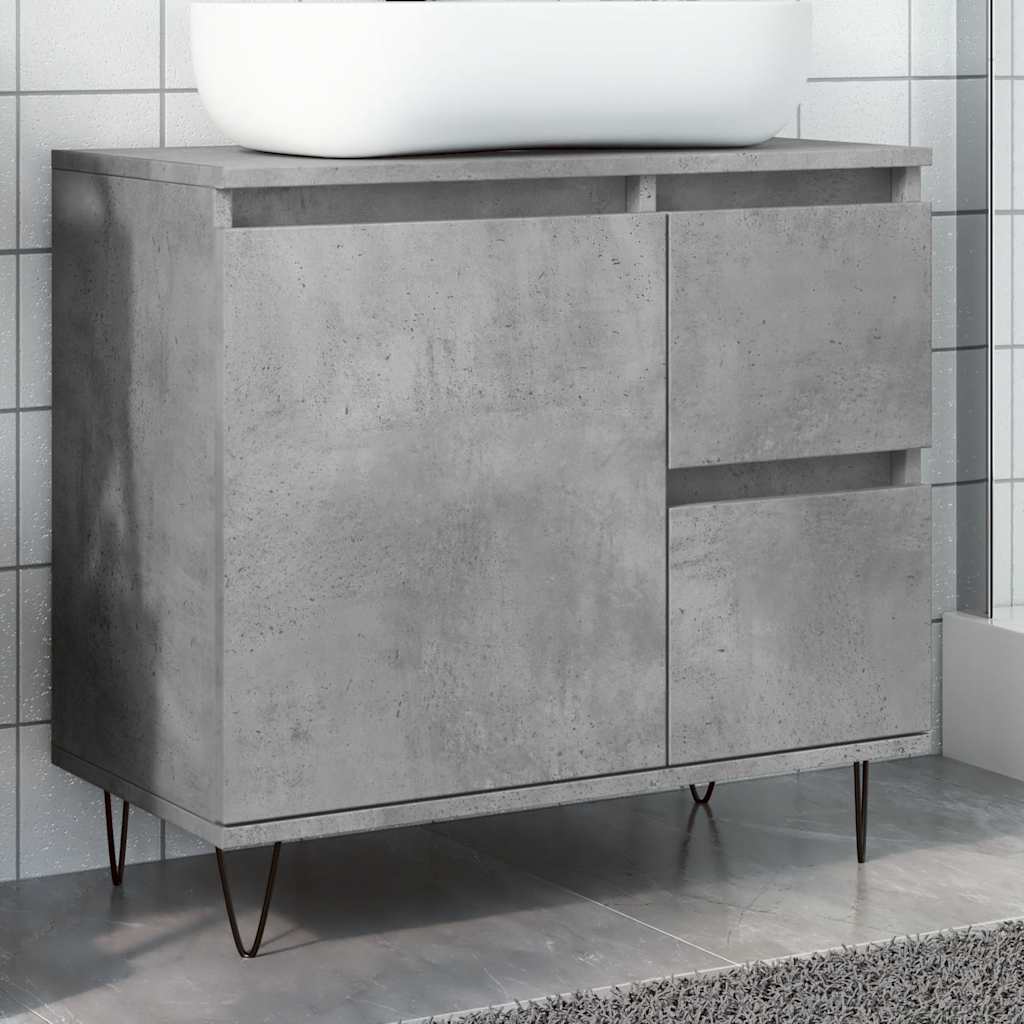 Sink Cabinet Concrete Oak 65X33X60 Cm Engineered Wood