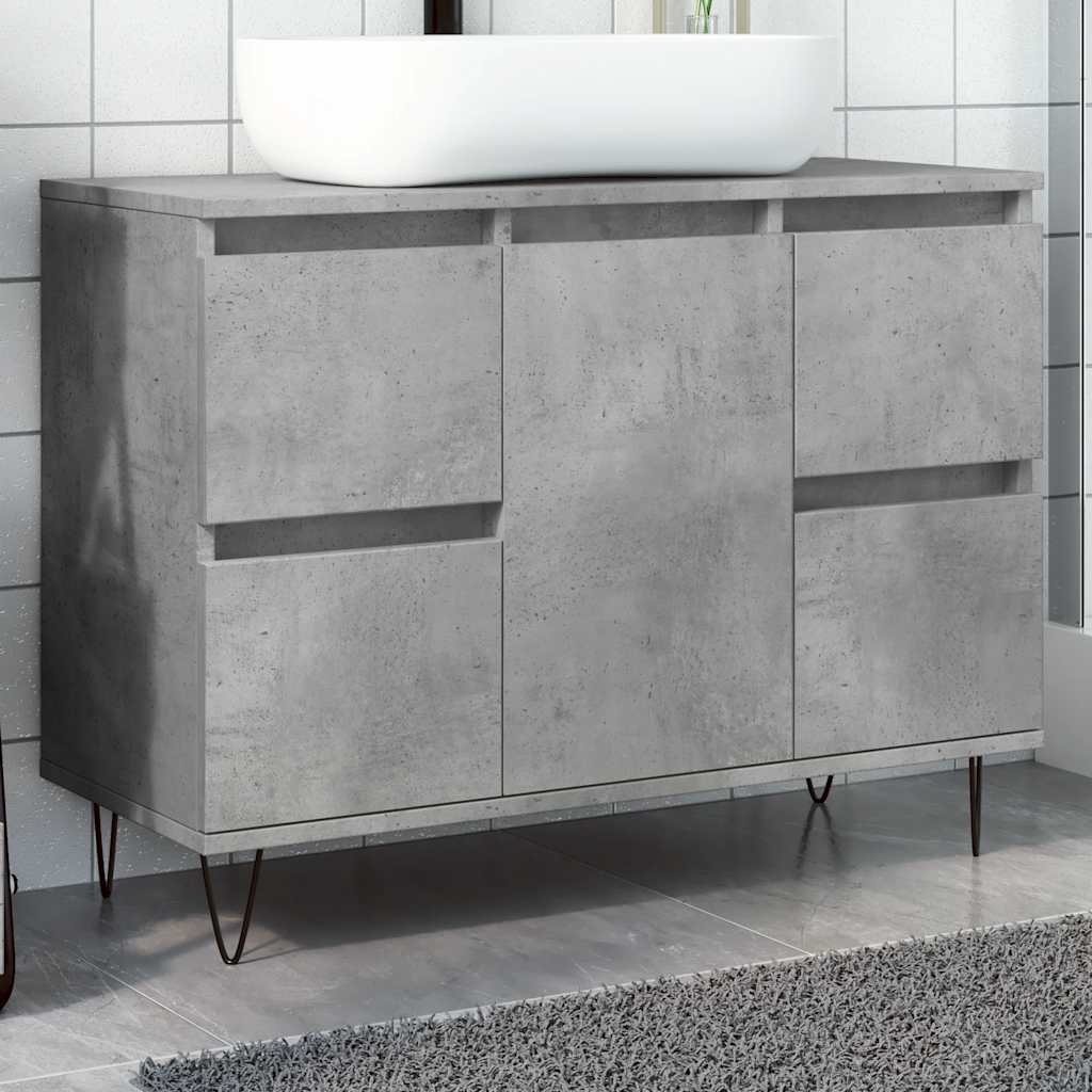 Bathroom Cabinet Concrete Grey 80X33X60 Cm Engineered Wood