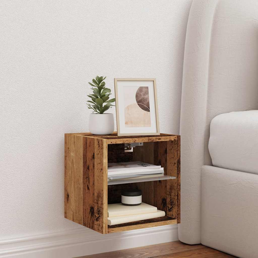 Tv Wall Cabinet With Led Lights 30X28.5X Old Wood