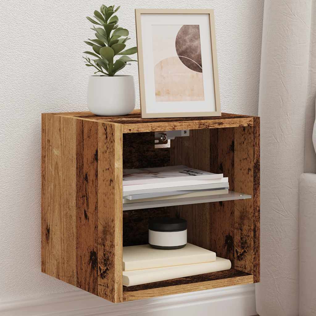 Tv Wall Cabinet With Led Lights 30X28.5X Old Wood