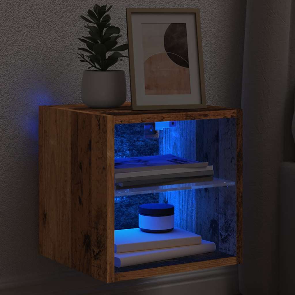 Tv Wall Cabinet With Led Lights 30X28.5X Old Wood