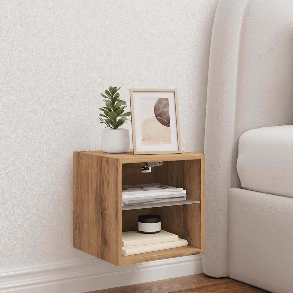 Tv Wall Cabinet With Led Lights 30X28.5X Artisan Oak