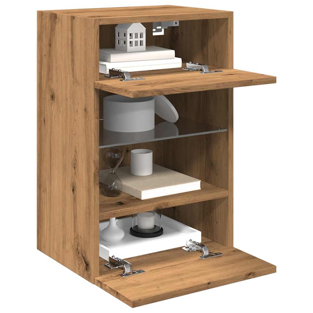 Tv Wall Cabinets With Led Lights 2 Pcs 40X30X60.5 Cm