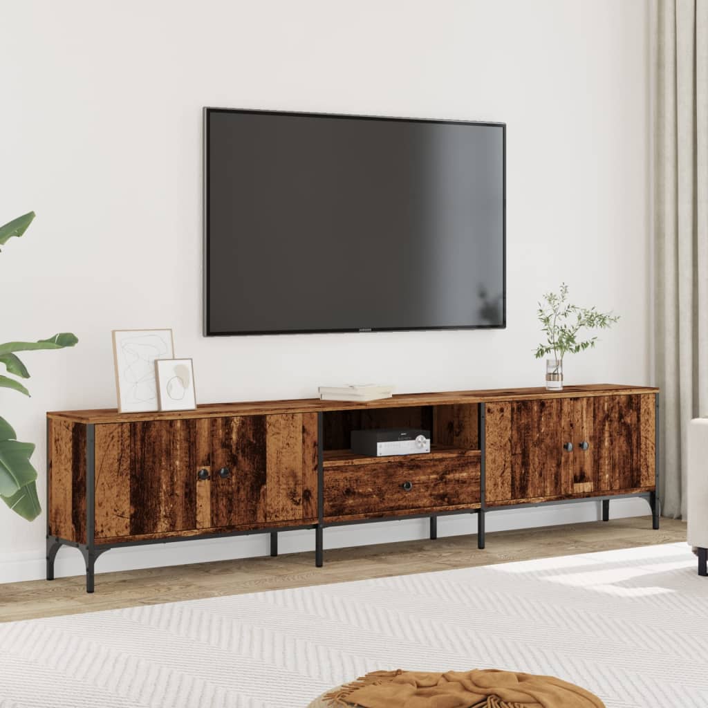 Tv Cabinet With Drawer 200X25X44 Cm Engineered Wood