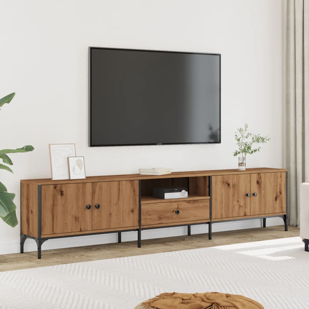Tv Cabinet With Drawer 200X25X44 Cm Engineered Wood
