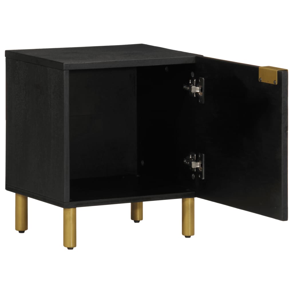 Bedside Cabinet 2 Pcs Black 40X33X46 Cm Solid Wood Mango