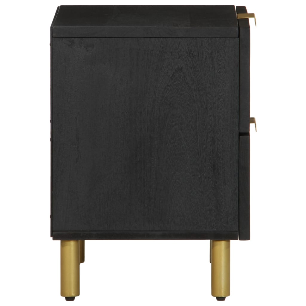 Bedside Cabinet 2 Pcs Black 40X33X46 Cm Solid Wood Mango