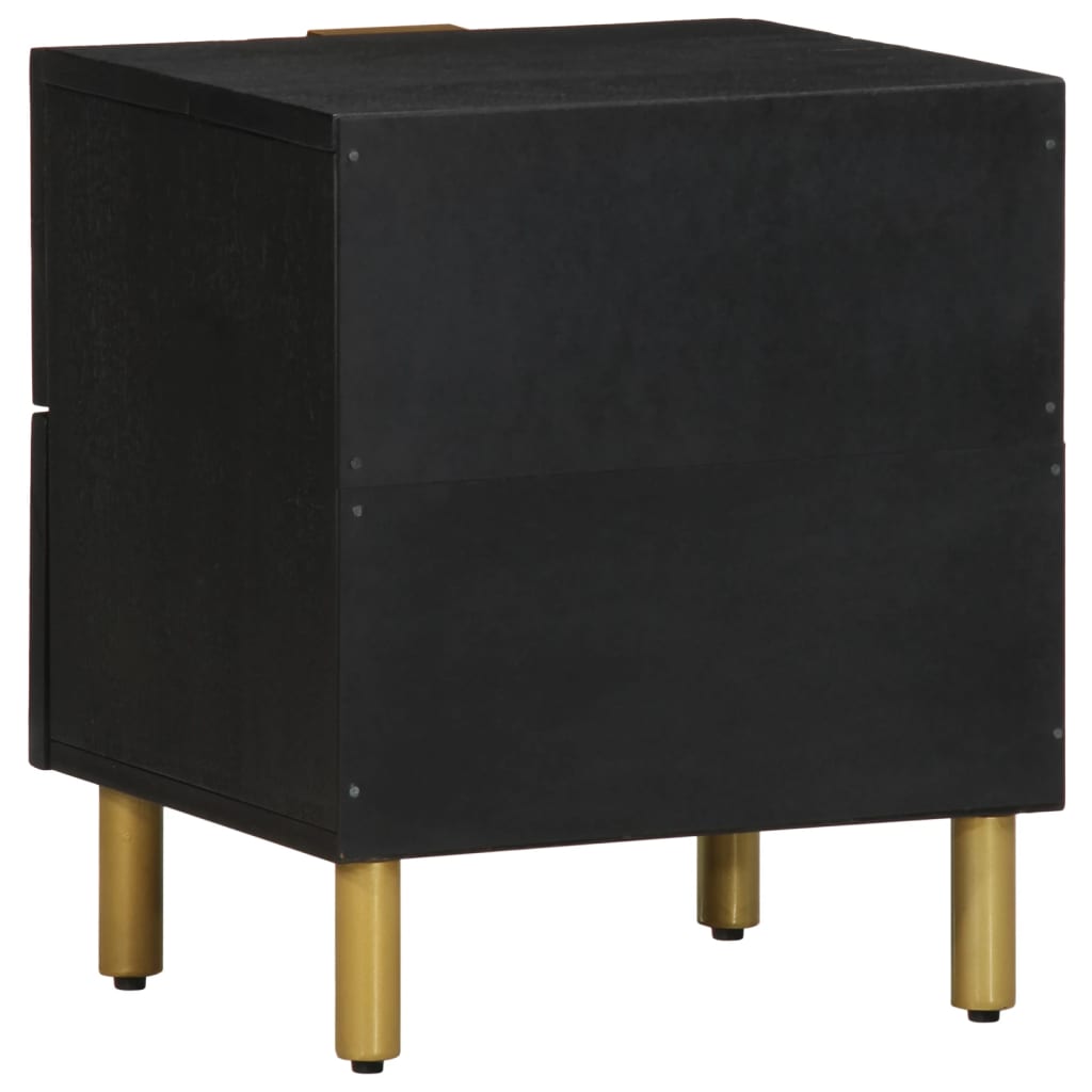 Bedside Cabinet 2 Pcs Black 40X33X46 Cm Solid Wood Mango