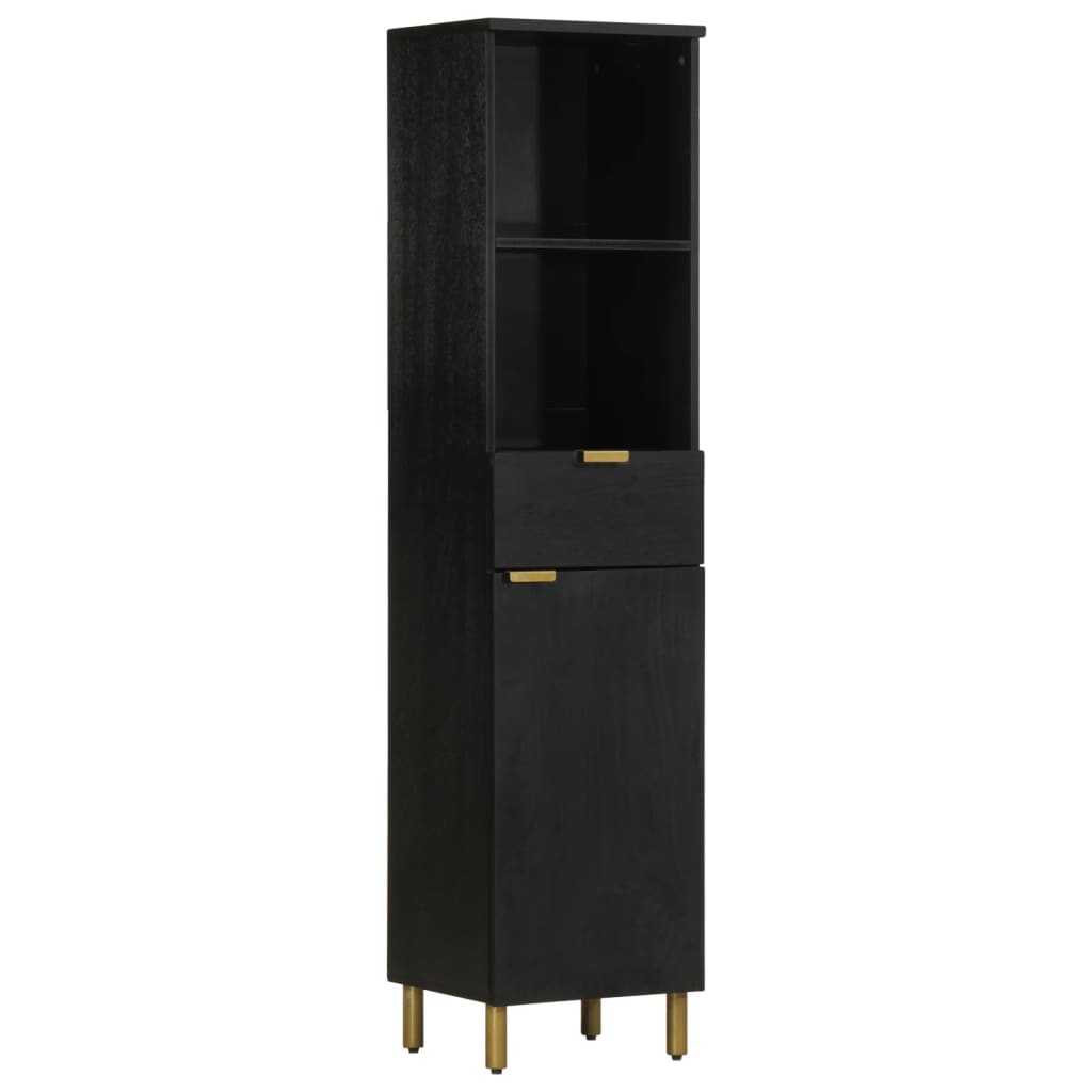 Bathroom Cabinet Black 38X33X160 Cm Solid Wood Mango