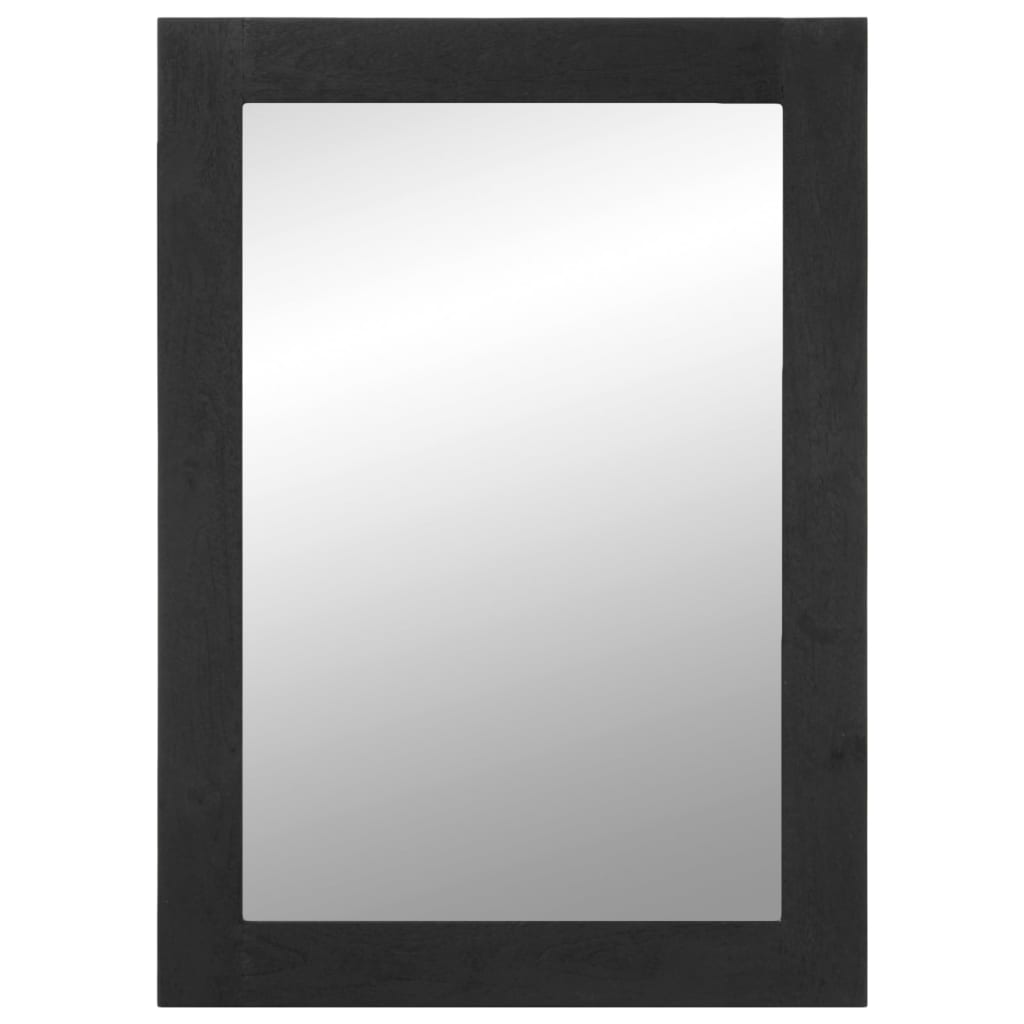 Bathroom Mirror Black 50X70X2.5 Cm Engineered Wood And Brass