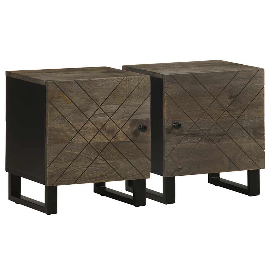 Bedside Cabinet Black 40X33X46 Cm Solid Wood Mango
