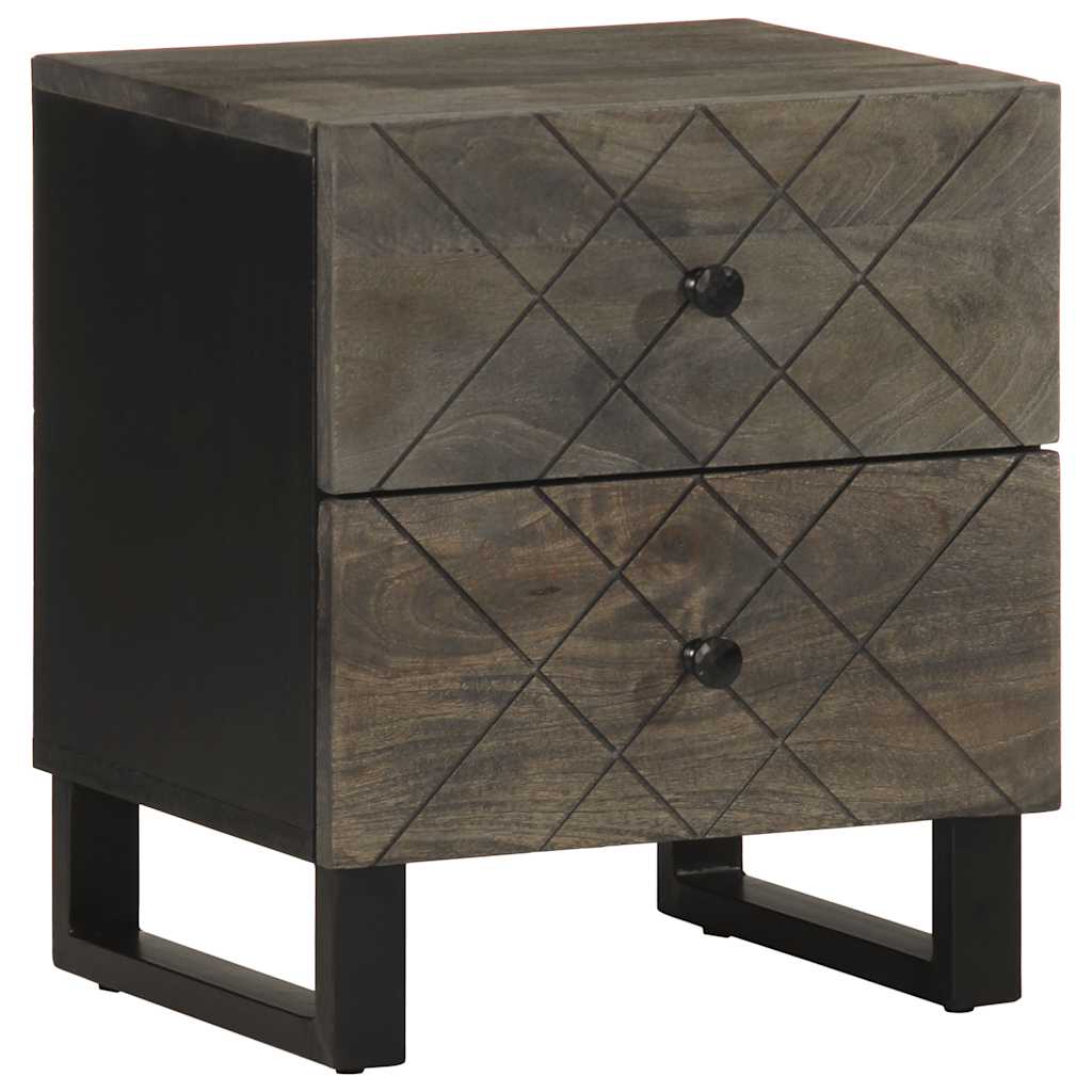 Bedside Cabinet Black 40X33X46 Cm Solid Wood Mango