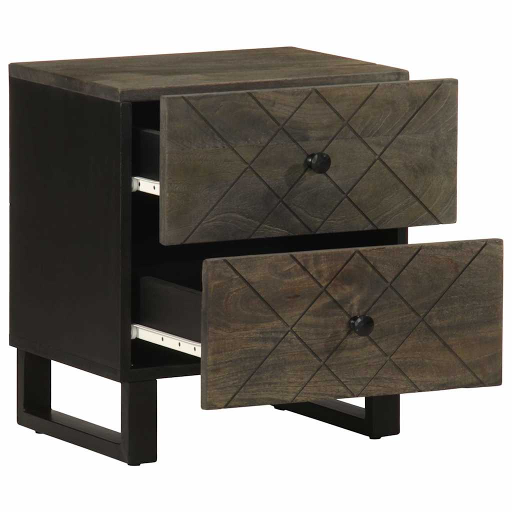 Bedside Cabinet Black 40X33X46 Cm Solid Wood Mango