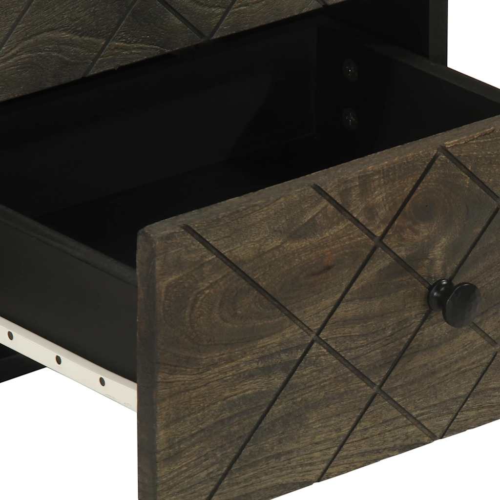 Bedside Cabinet Black 40X33X46 Cm Solid Wood Mango