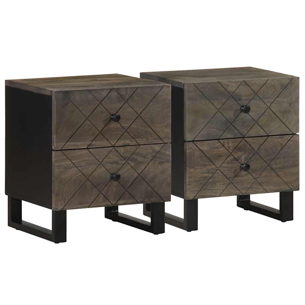 Bedside Cabinet Black 40X33X46 Cm Solid Wood Mango