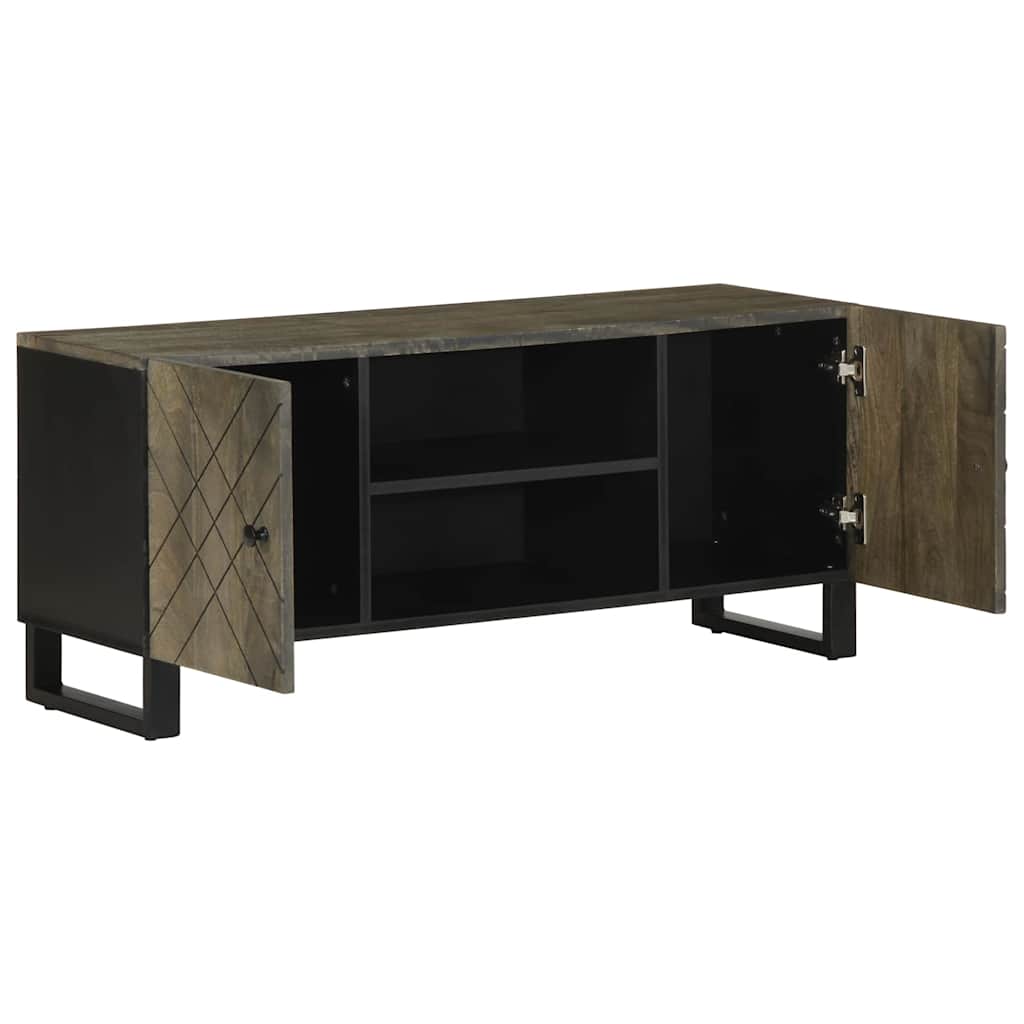 Tv Cabinet Black 105X33X46 Cm Solid Wood Mango