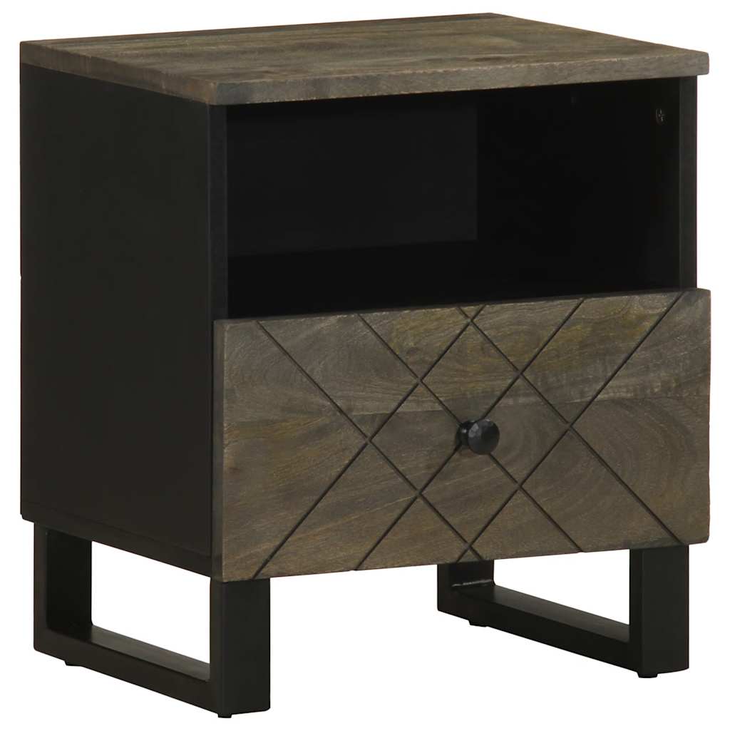Bedside Cabinet Black 40X33X46 Cm Solid Wood Mango