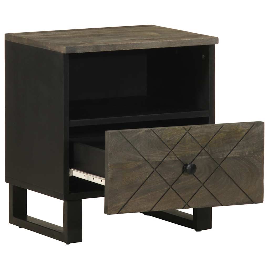 Bedside Cabinet Black 40X33X46 Cm Solid Wood Mango