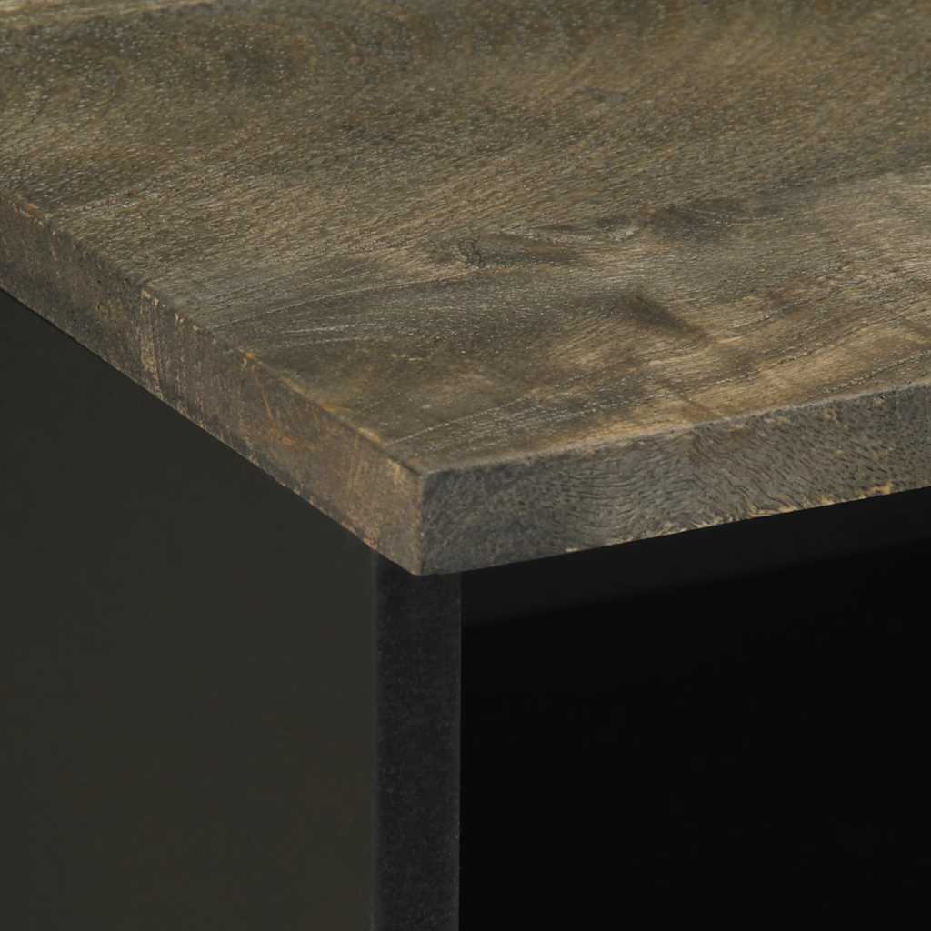 Bedside Cabinet Black 40X33X46 Cm Solid Wood Mango