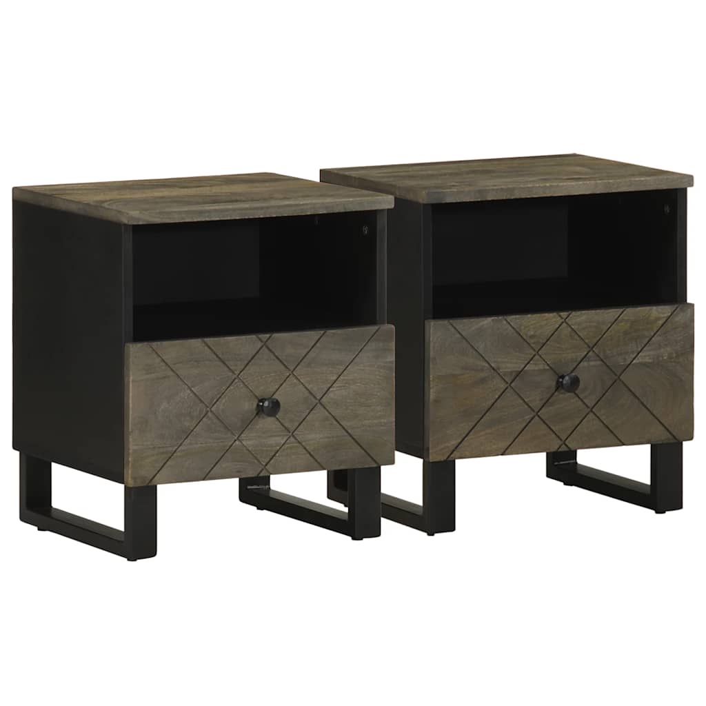 Bedside Cabinet Black 40X33X46 Cm Solid Wood Mango