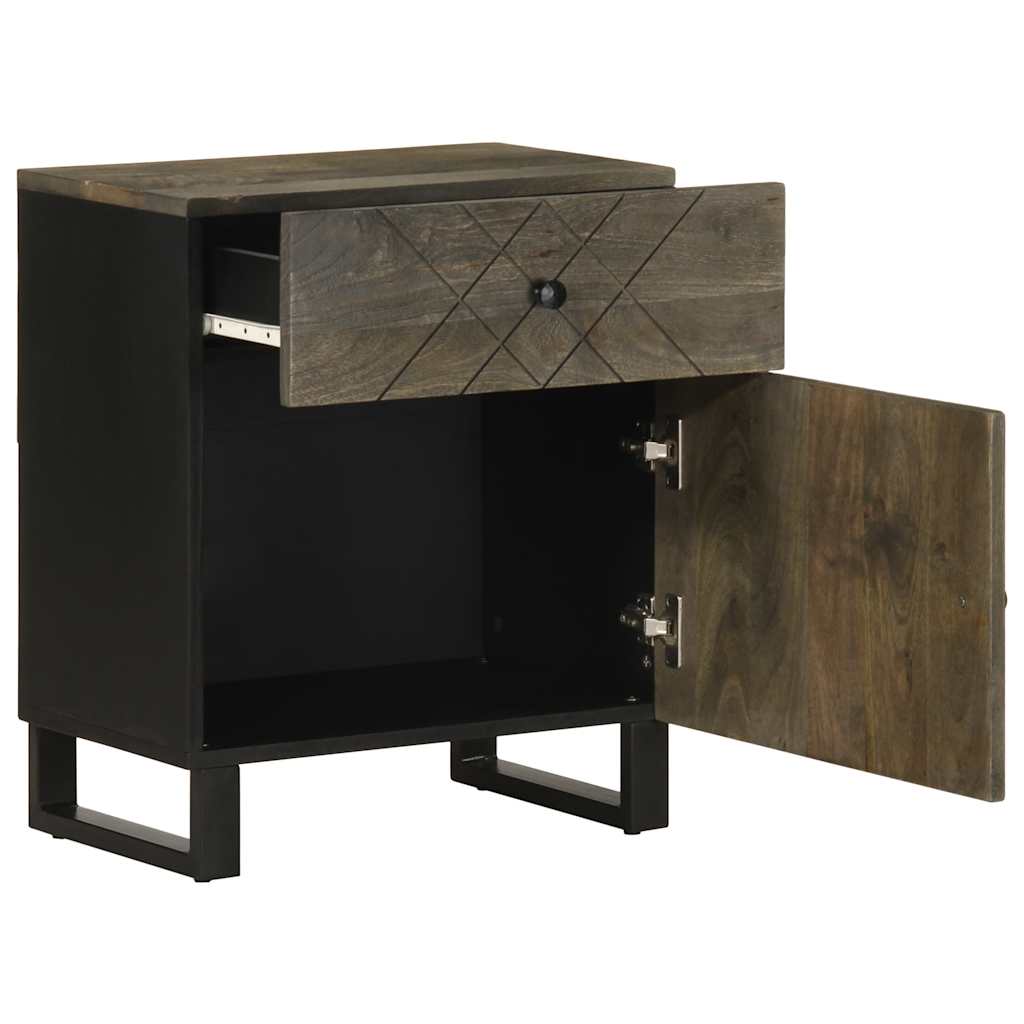 Bedside Cabinet Black 50X33X60 Cm Solid Wood Mango
