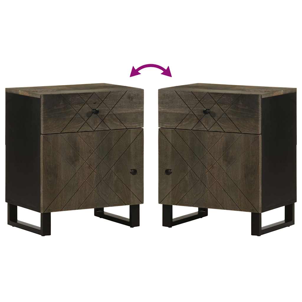 Bedside Cabinet Black 50X33X60 Cm Solid Wood Mango