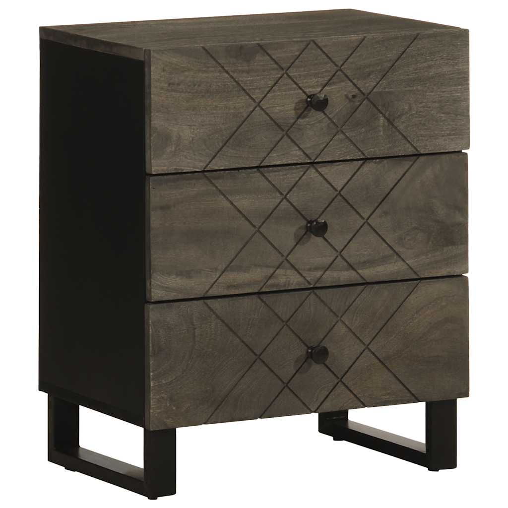 Bedside Cabinet Black 50X33X62 Cm Solid Wood Mango