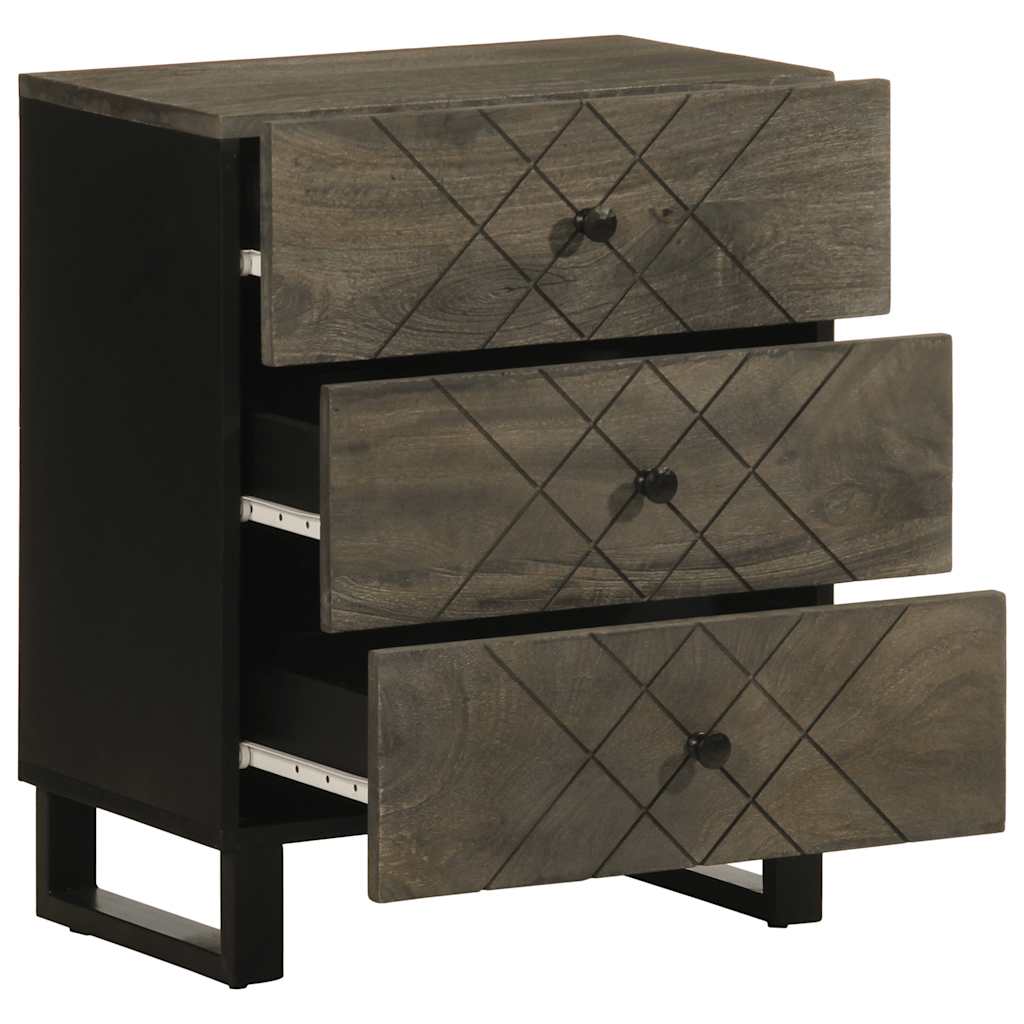 Bedside Cabinet Black 50X33X62 Cm Solid Wood Mango