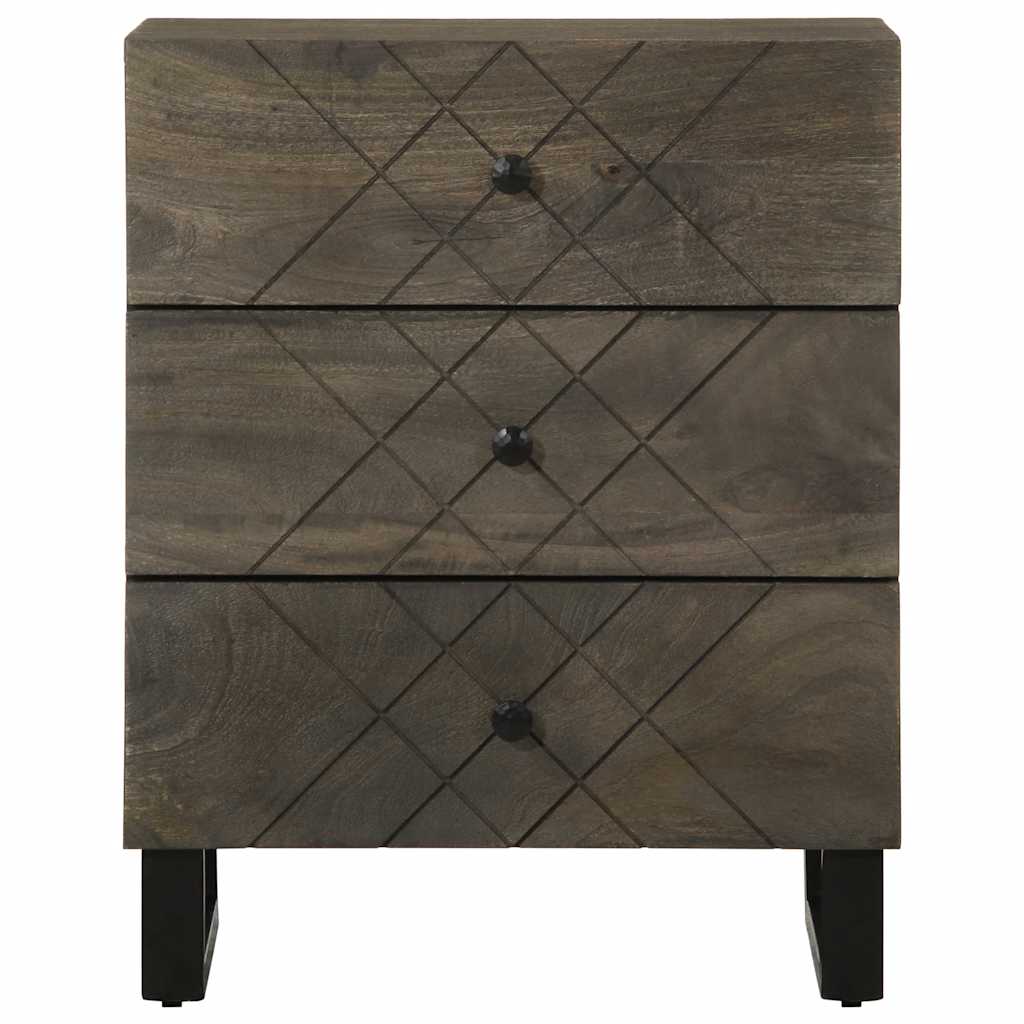 Bedside Cabinet Black 50X33X62 Cm Solid Wood Mango