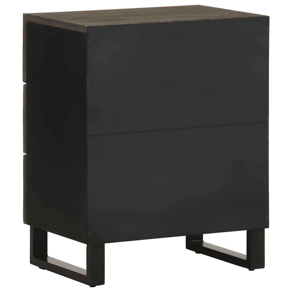 Bedside Cabinet Black 50X33X62 Cm Solid Wood Mango