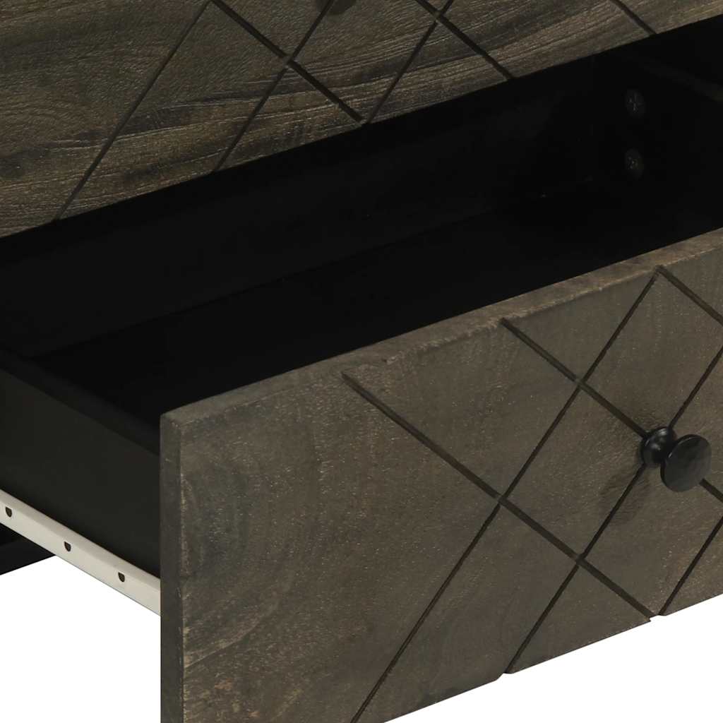 Bedside Cabinet Black 50X33X62 Cm Solid Wood Mango