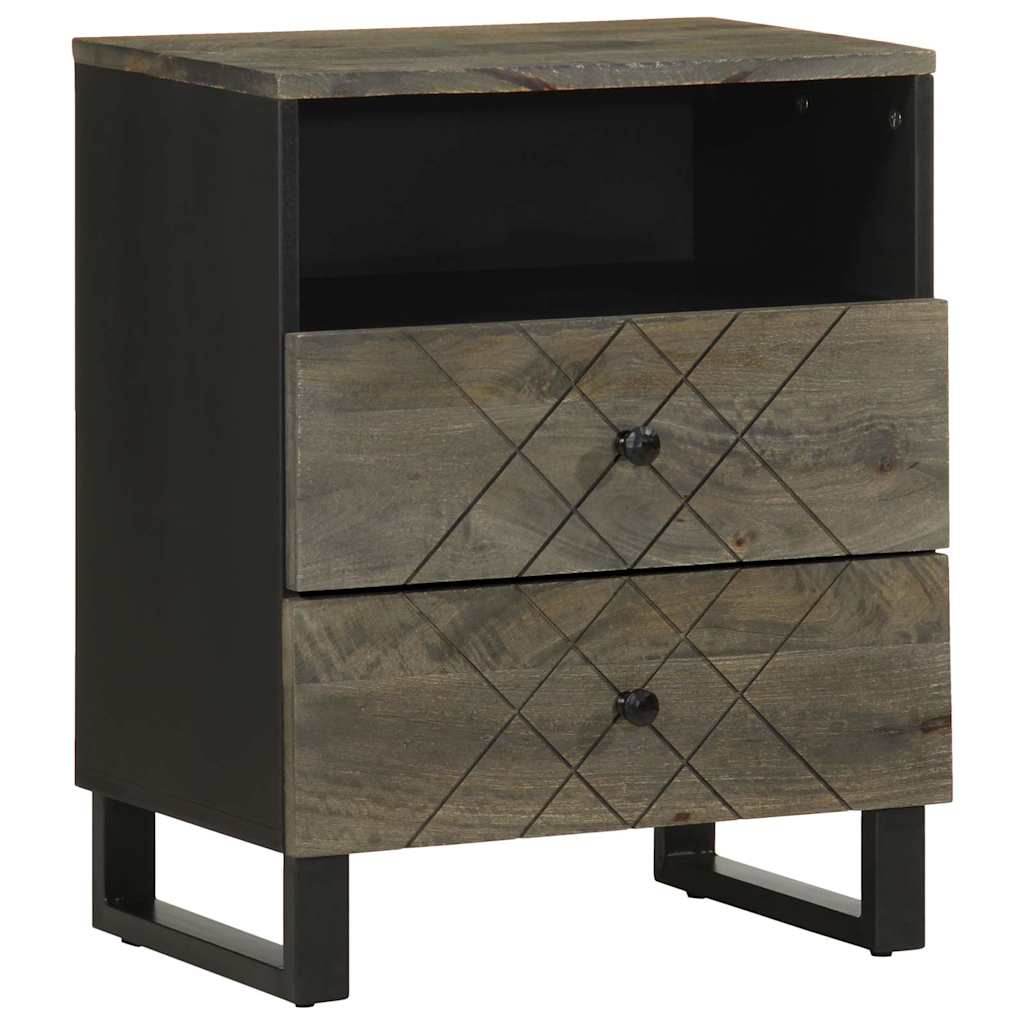 Bedside Cabinet Black 50X33X62 Cm Solid Wood Mango