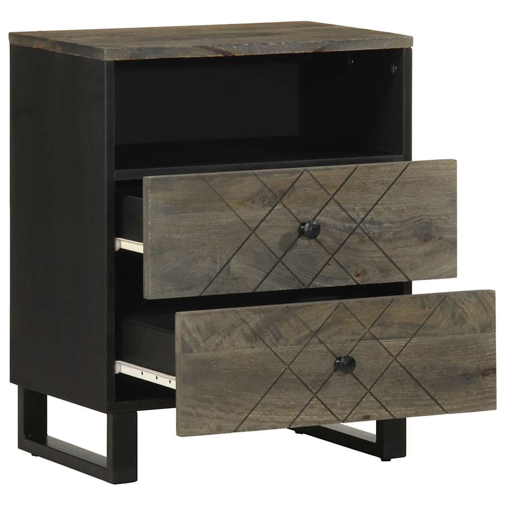 Bedside Cabinet Black 50X33X62 Cm Solid Wood Mango