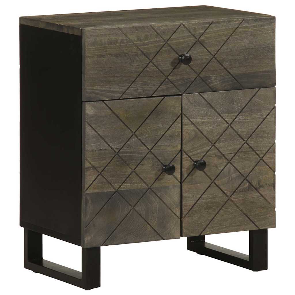 Bedside Cabinet Black 50X33X60 Cm Solid Wood Mango