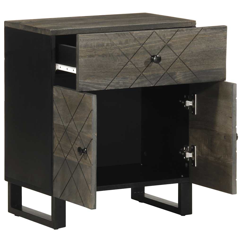 Bedside Cabinet Black 50X33X60 Cm Solid Wood Mango