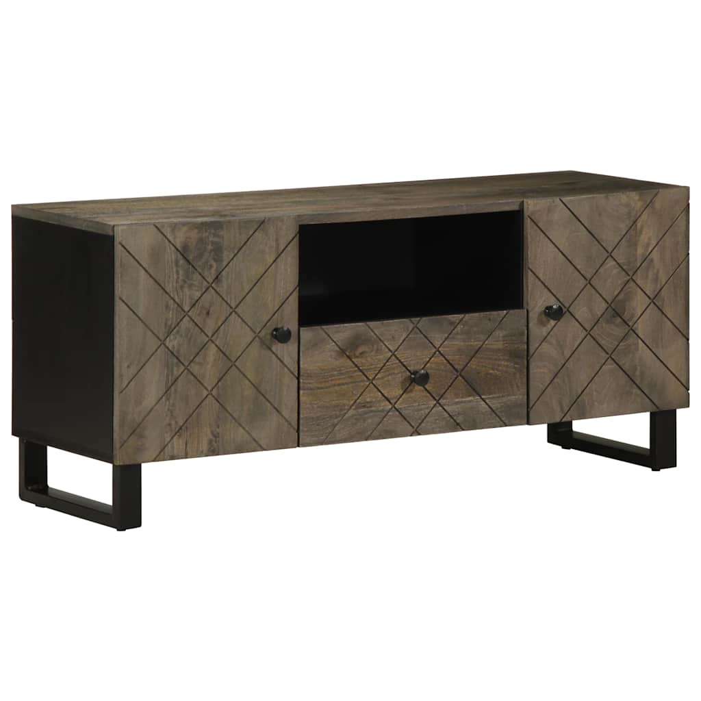 Tv Cabinet Black 105X33X46 Cm Solid Wood Mango